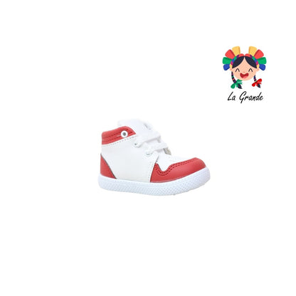 38A72 PEKE KIDS Blanco Rojo Sintético Tenis Casual para Bebé