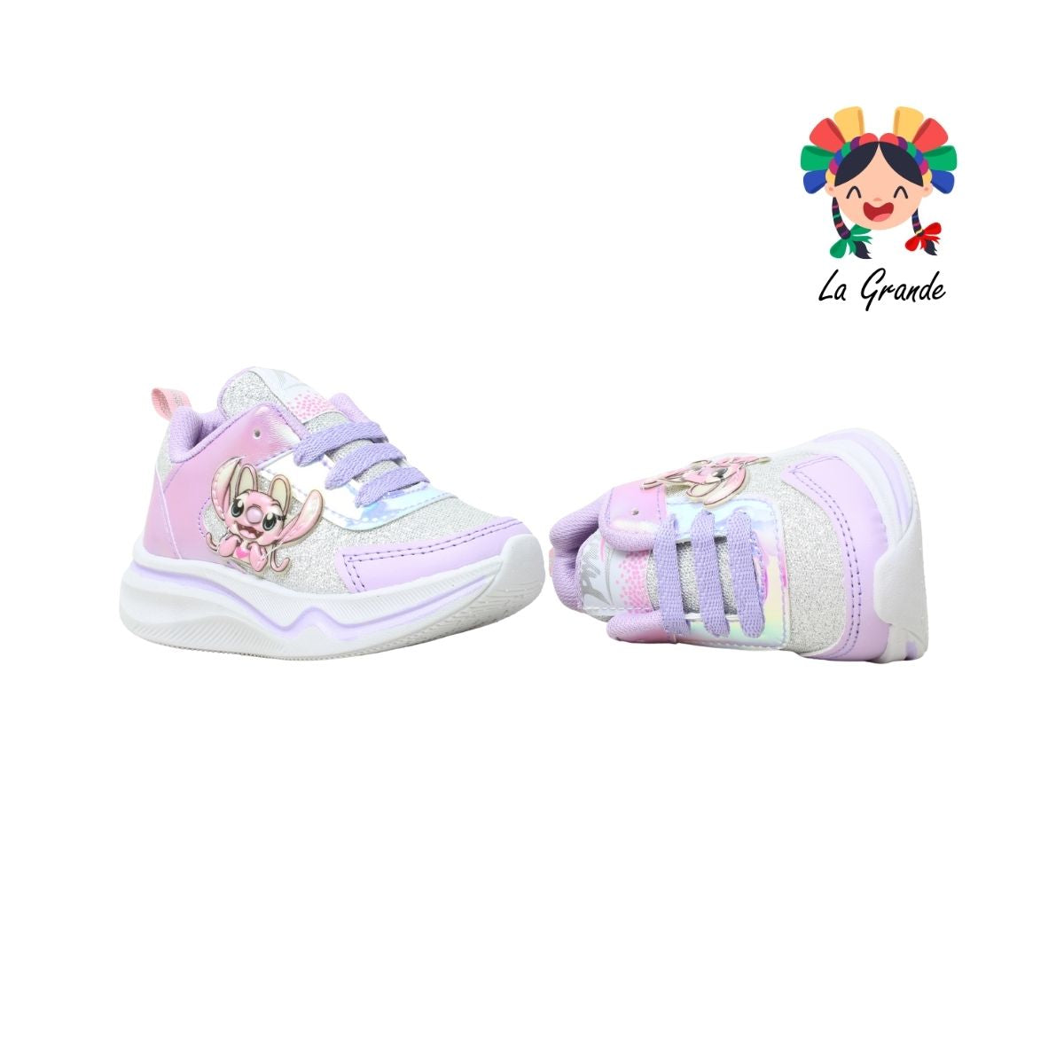 390 PIYINS Plata Lila Tenis Casual para Niña