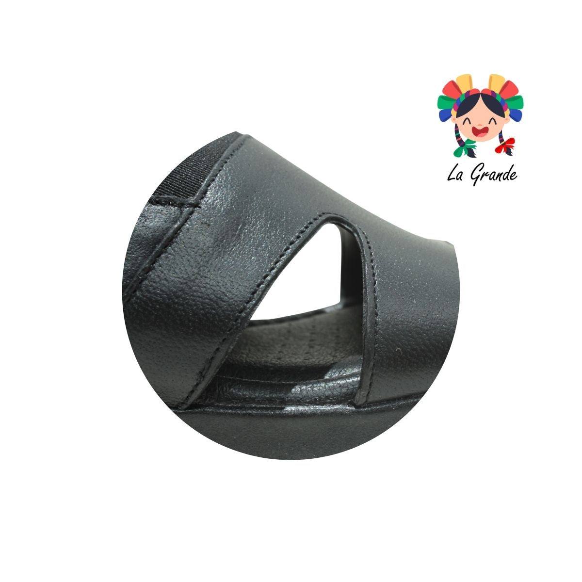 398 SHOSH Negro Piel Sandalia Confort para Dama