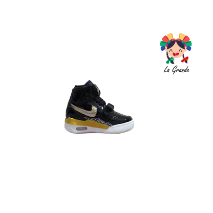 826 GMC Negro Oro Charol Tenis Casual para Bebé, Niña y Niño