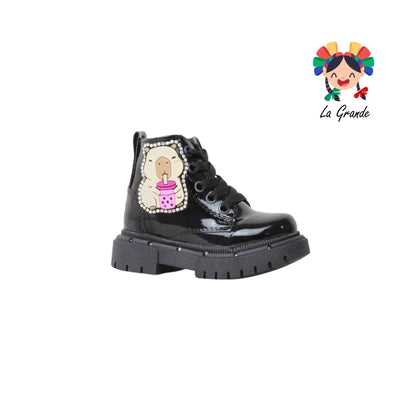 4000 Capibara ANDRE LOV Negro Charol Bota Casual con Luz Led para Niña
