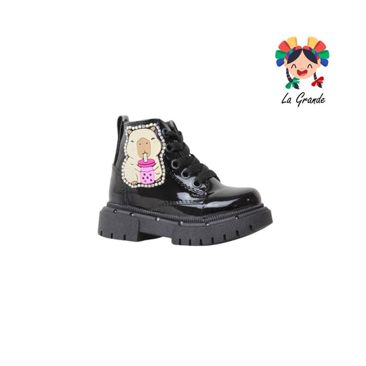 4000 Capibara ANDRE LOV Negro Charol Bota Casual con Luz Led para Niña