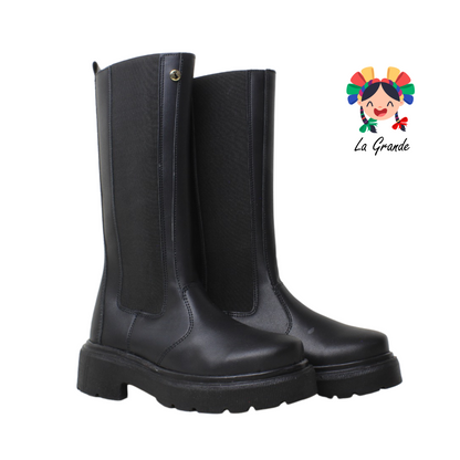 4000 SHADOW Negro Napa Bota Alta para Dama