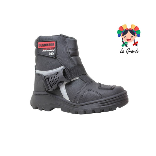 4001 GLADIATOR Negro Piel Bota tipo Biker para Jóven y Caballero