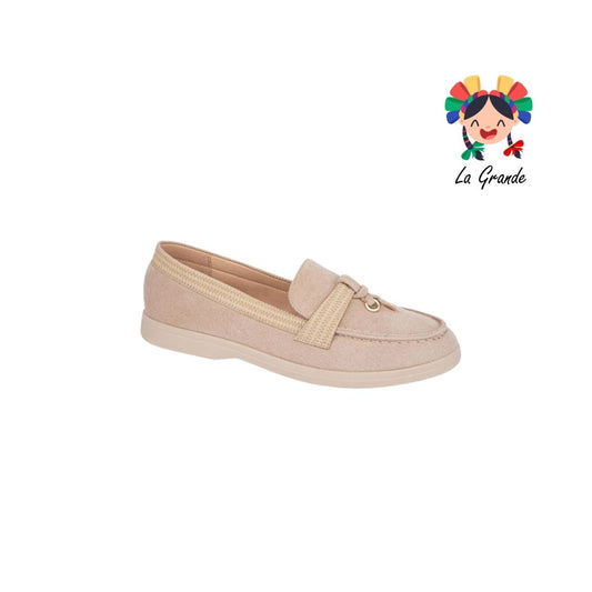 4003 SHOSH Taupe Sint Zapato tipo Mocasín para Dama