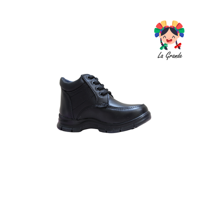 4005 BUGATY SHOES Negro Piel Bota Escolar para Niño