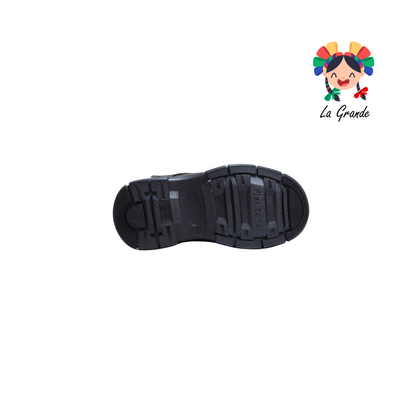 4005 BUGATY SHOES Negro Piel Bota Escolar para Niño