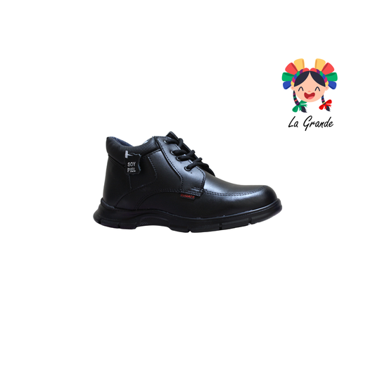 4009 BUGATY SHOES Negro Piel Bota Escolar para Joven