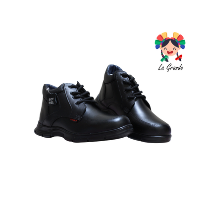4009 BUGATY SHOES Negro Piel Bota Escolar para Joven