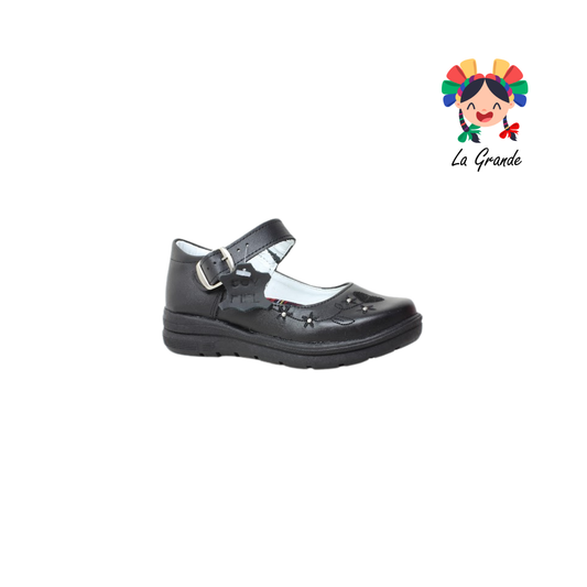 400 BRIANDA Negro Piel Zapato Escolar para Niña