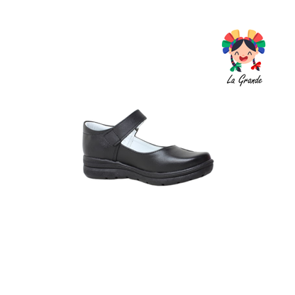 400 BRIANDA Negro Piel Zapato Escolar para Niña