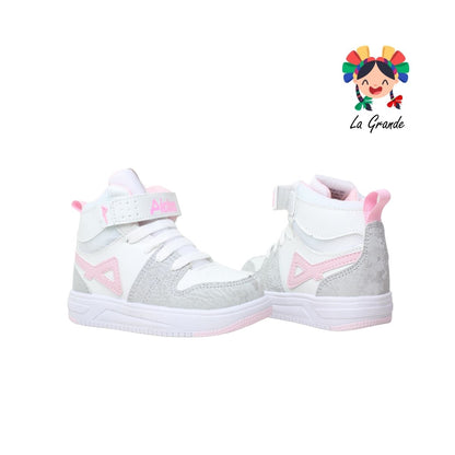 400 PICHUS Bco Gris Rosa Sintético Tenis Casual para Niña