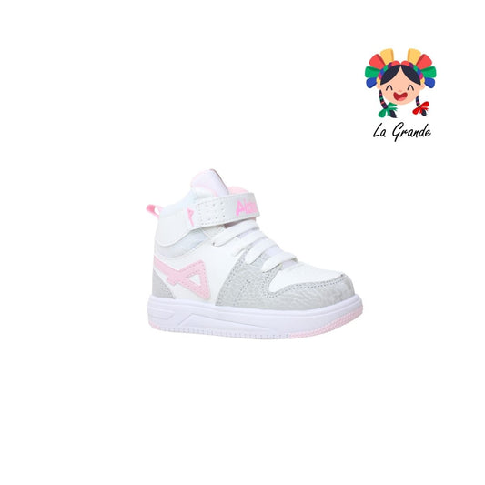 400 PICHUS Bco Gris Rosa Sintético Tenis Casual para Niña