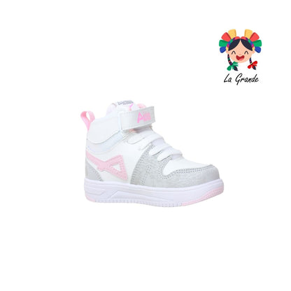 400 PICHUS Bco Gris Rosa Sintético Tenis Casual para Niña