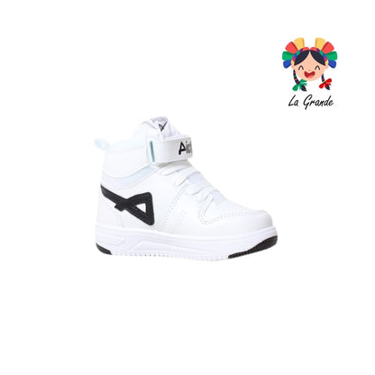 400 PICHUS Blanco Negro Sintético Tenis tipo Bota para Niña y Niño
