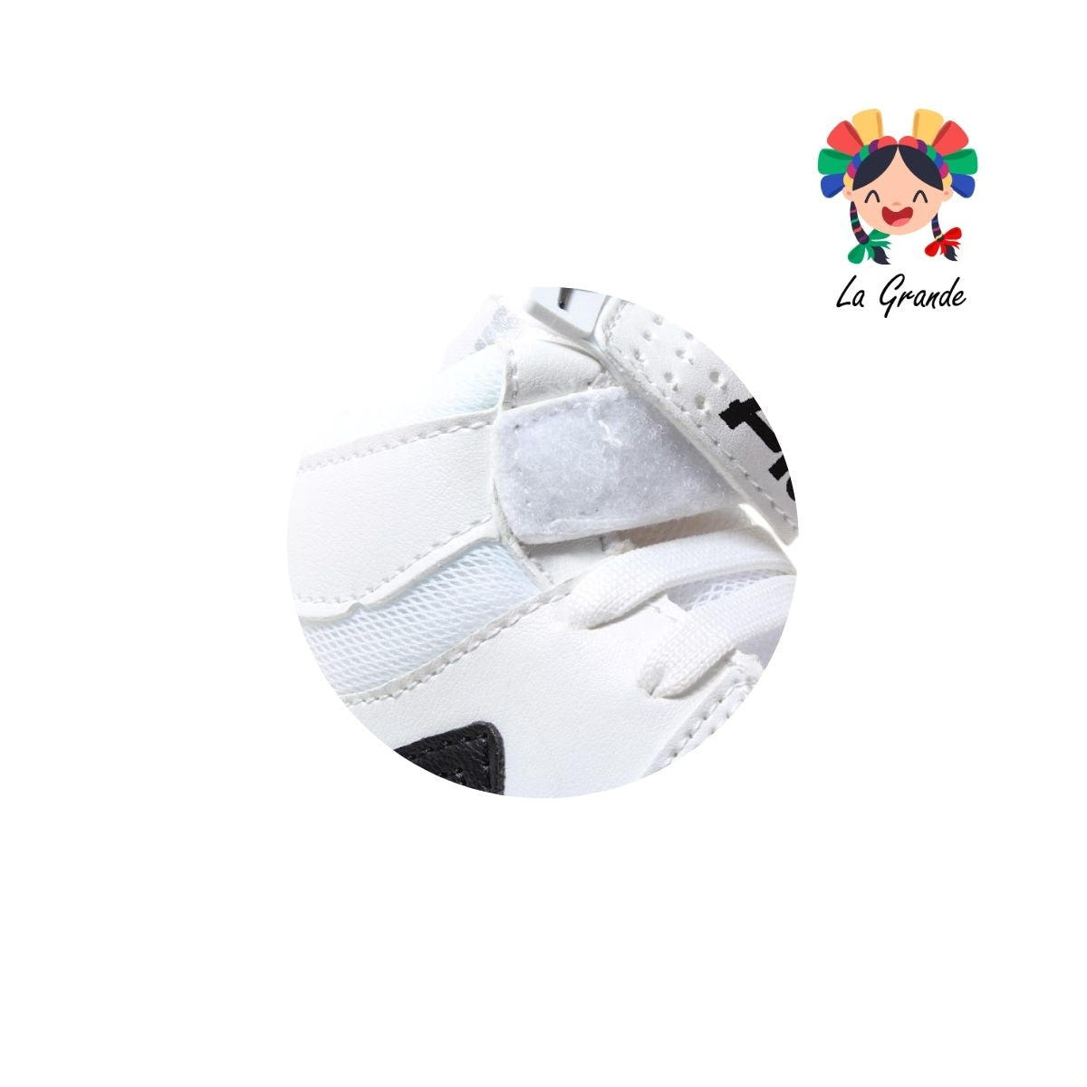 400 PICHUS Blanco Negro Sintético Tenis tipo Bota para Niña y Niño
