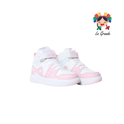 400 PICHUS Blanco Rosa Sintético Tenis Casual para Niña
