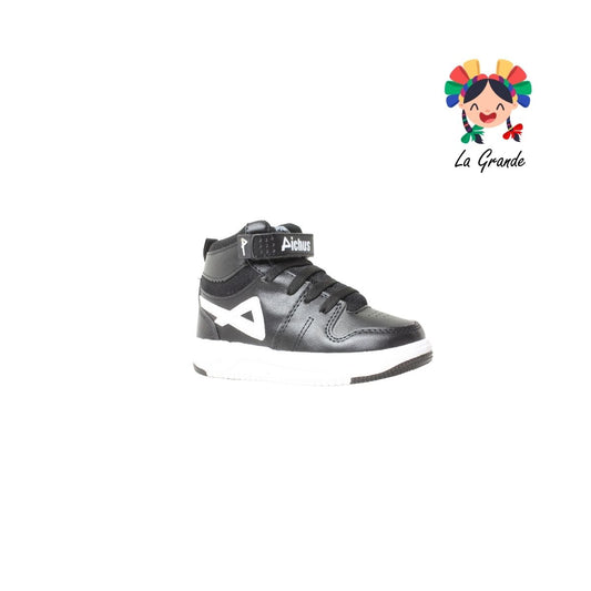 400 PICHUS Negro Blanco Sintético Tenis Casual para Niña y Niño
