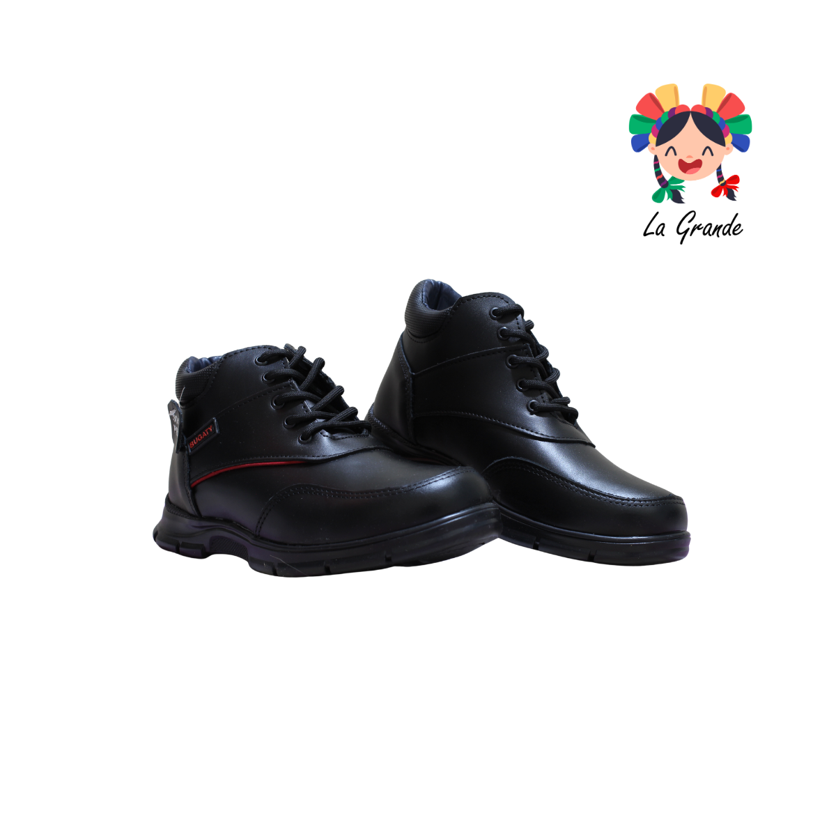 4010 BUGATY SHOES Negro Piel Bota Escolar para Joven