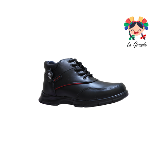 4010 BUGATY SHOES Negro Piel Bota Escolar para Joven