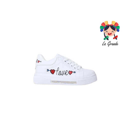 401 FRIDAYS Blanco Bordado Negro Sint Tenis para Niña y Dama