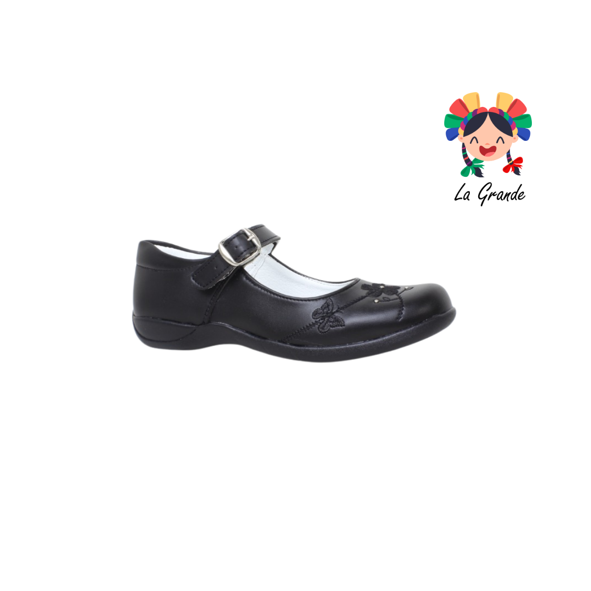 401 LADY FLORES Negro Zapato Escolar para Dama