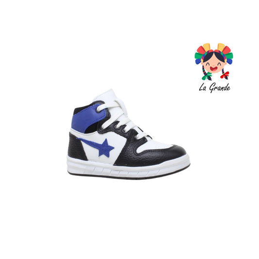 4028 DOGI Blanco Azul Piel Tenis Casual para Niño