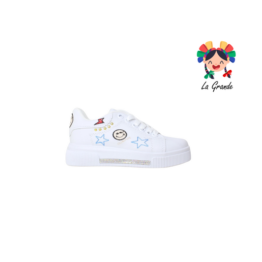 402 FRIDAYS Blanco Bordado Negro Sint Tenis Casual para Niña