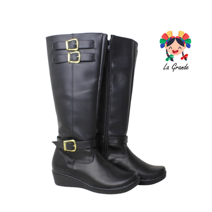 402 LADY MARY Negro Napa Bota Alta Dama