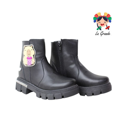 4030 GABRIELA Negro Sintético Bota Casual Niña