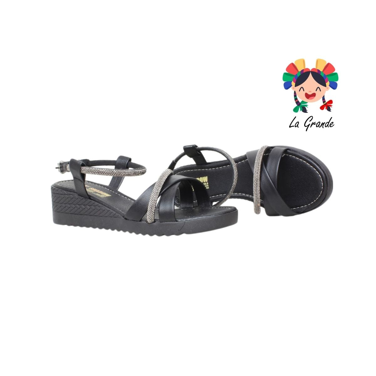 4043 SHADOW Negro Humo Sintético Huarache Casual para Dama