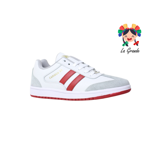 404 BOOSTER Blanco Rojo Piel Tenis para Caballero