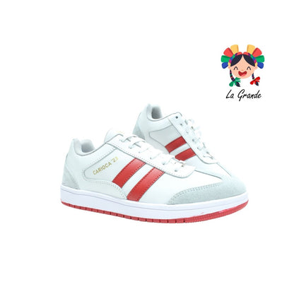 404 BOOSTER Blanco Rojo Piel Tenis para Caballero