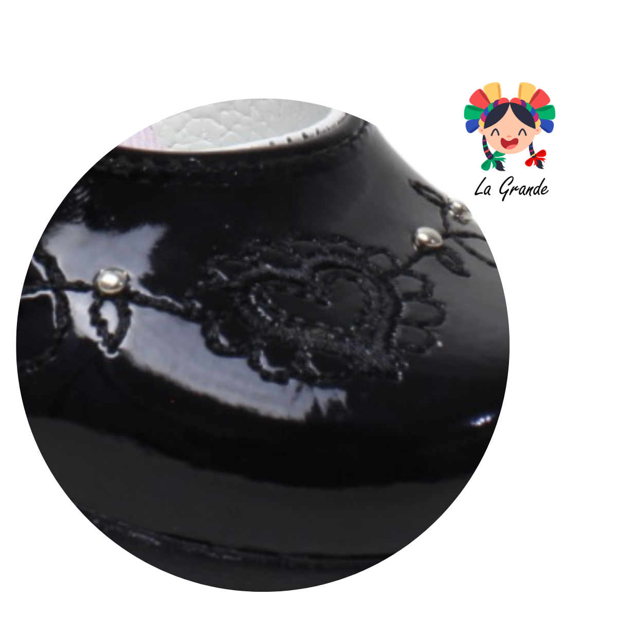 406 LADY FLORES Negro Charol Zapato para Bebé y Niña