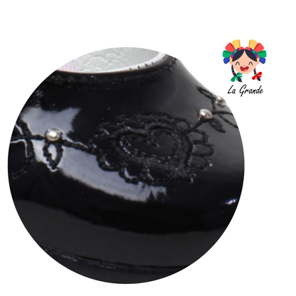 406 LADY FLORES Negro Charol Zapato para Bebé y Niña