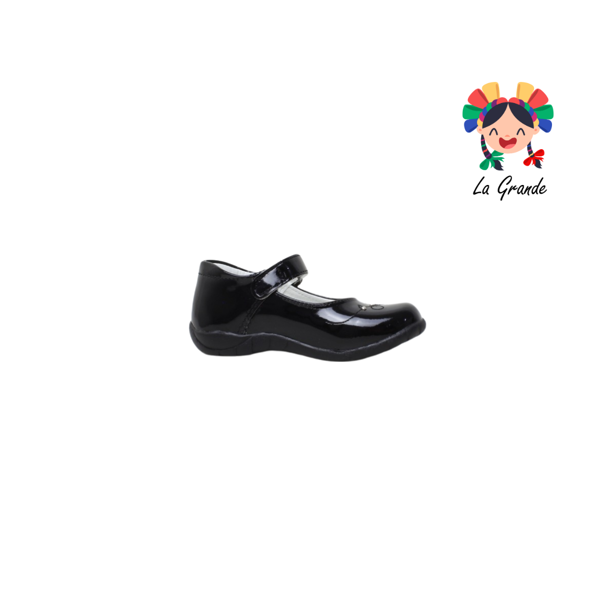 406 LADY FLORES Negro Charol Zapato para Bebé y Niña