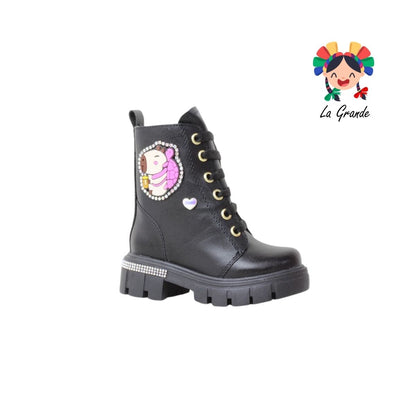 4070 GABRIELA Negro Sintético Bota Casual Niña y Dama