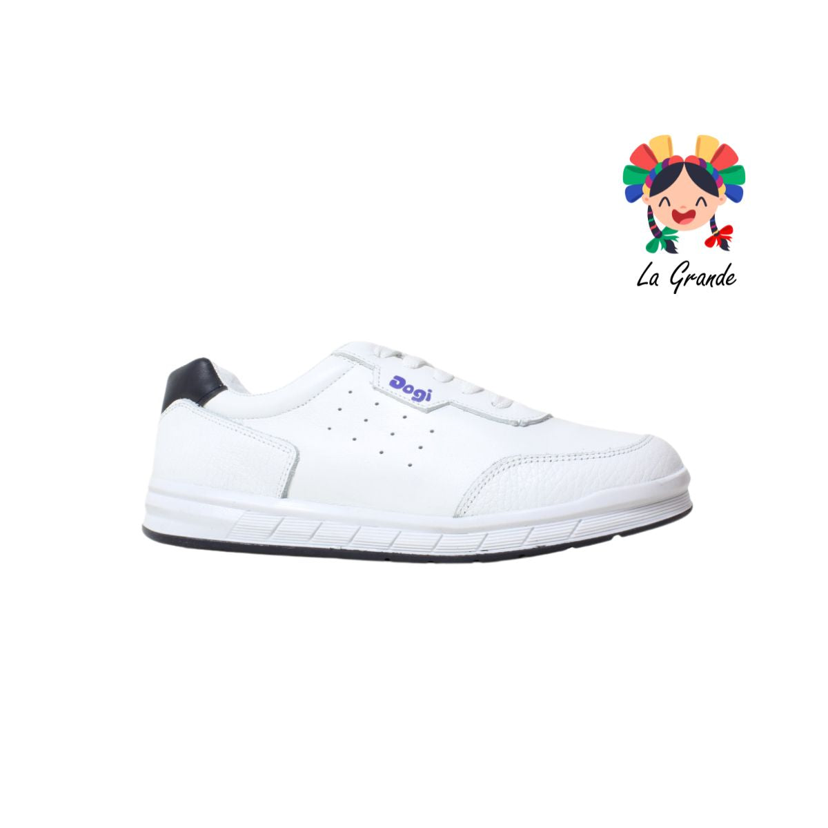 4074 DOGI Blanco Piel Tenis Escolar para Dama y Joven