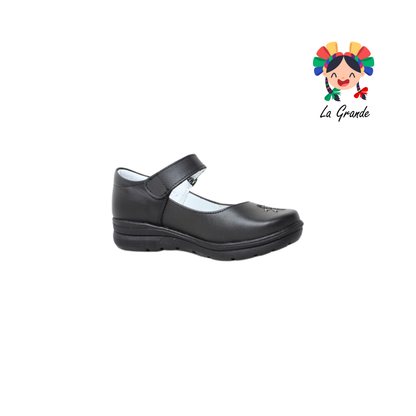 407 BRIANDA Negro Piel Zapato Escolar para Niña