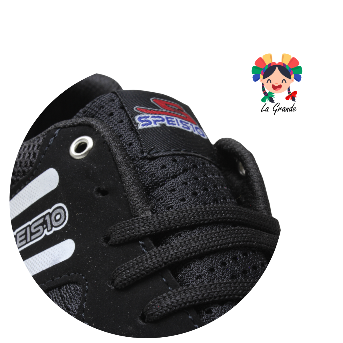 408 SPEIS10 Negro Blanco Tenis Deportivo para Dama y Joven