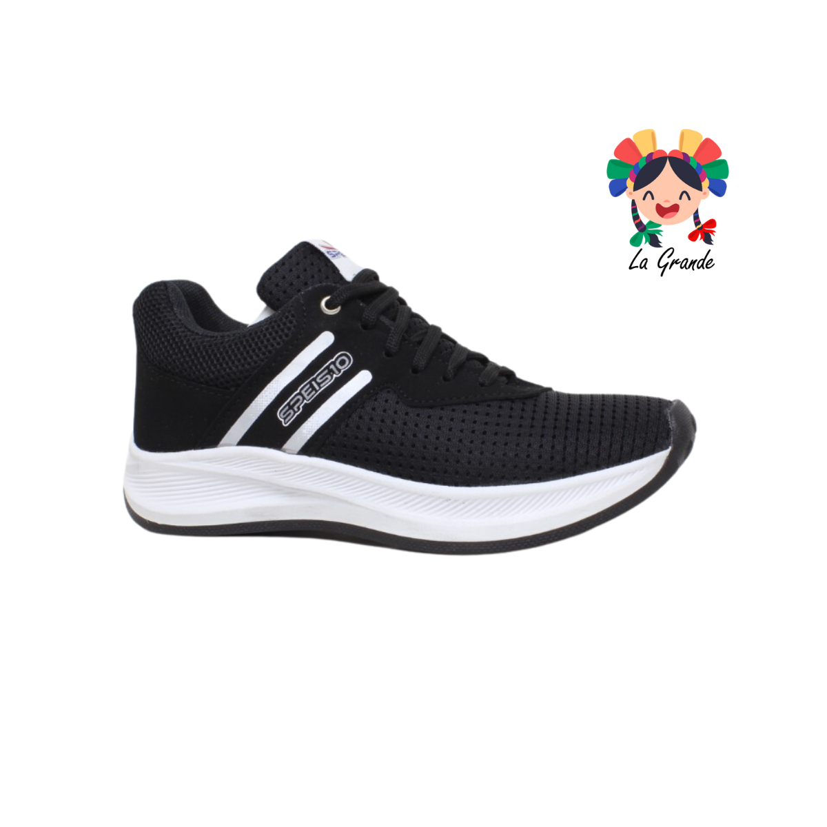 408 SPEIS10 Negro Blanco Tenis Deportivo para Dama y Joven