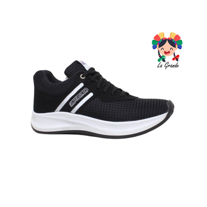 408 SPEIS10 Negro Blanco Tenis Deportivo para Dama y Joven
