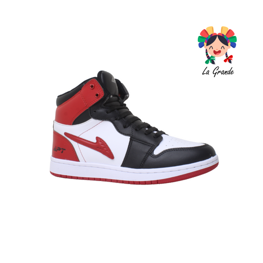 409 APT Ngo Rojo Bco Piel Tenis Tipo Bota para Niño y Caballero