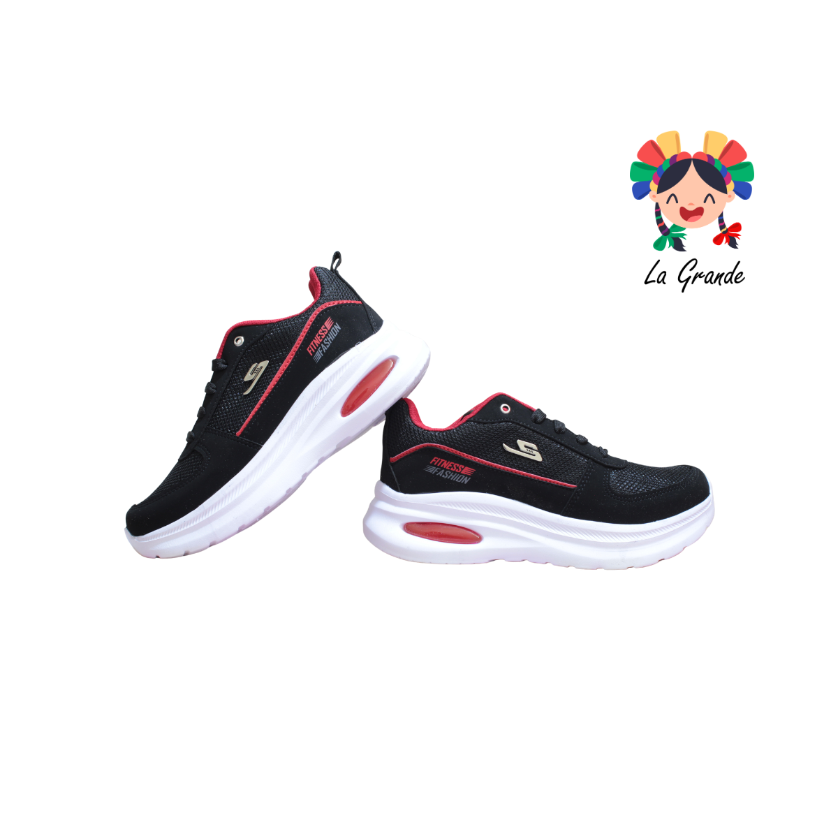 860 SPEIS10 Negro Rojo Tenis Deportivo con Válvula para Dama y Joven