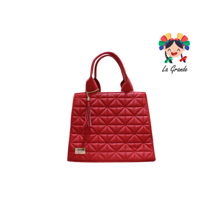 056 TONY Bolsa Roja Casual Tipo Caja Triangulos para Dama