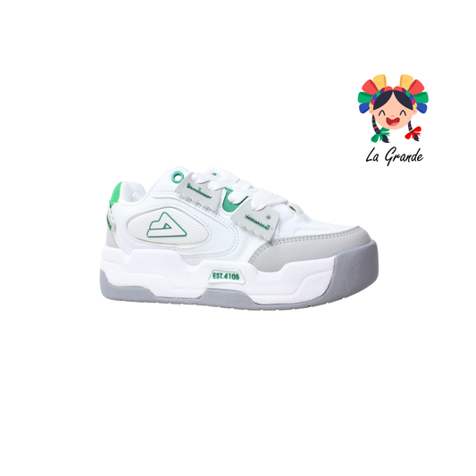 4105-7 SAETTA PREMIERE Bco Gris Vde Tenis Casual para Dama y Joven