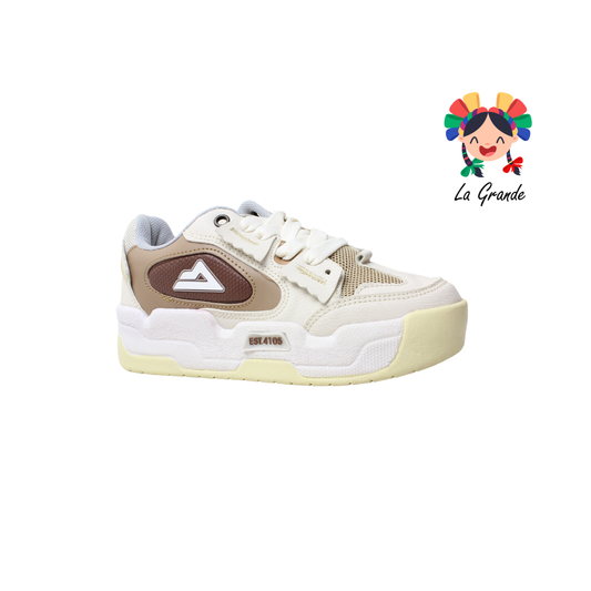 4105-2 SAETTA PREMIERE Camel Late Gris Tenis Casual para Dama y Joven