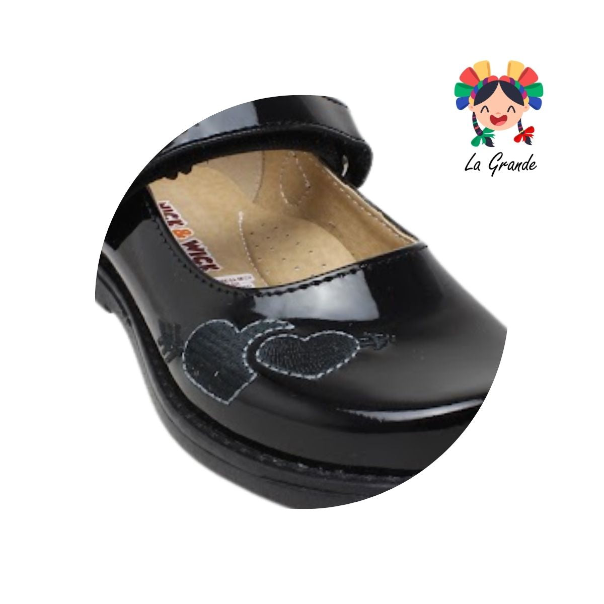 4132 NICK & WICK Negro Charol Zapato Escolar para Niña