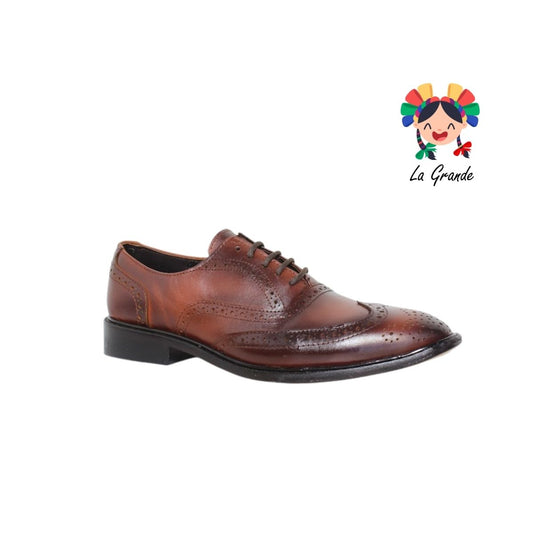 414 HPIREZZI Miel Piel Zapato de Vestir con Suela de Cuero para Caballero