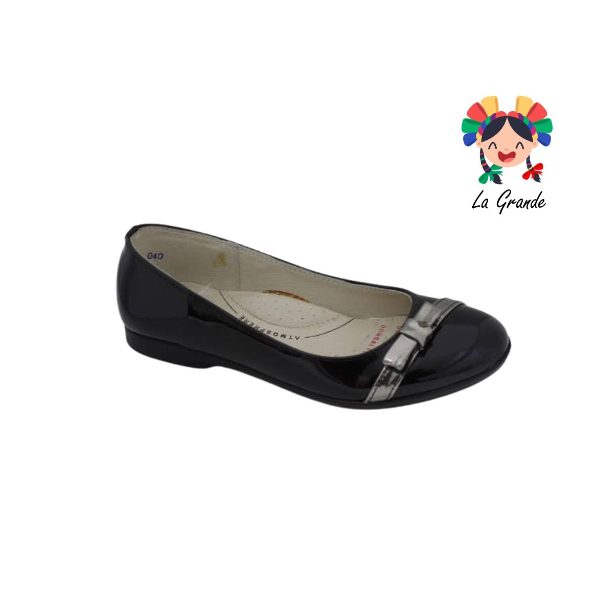 416 DOGI Negro Charol Zapato Balerina para Niña y Dama